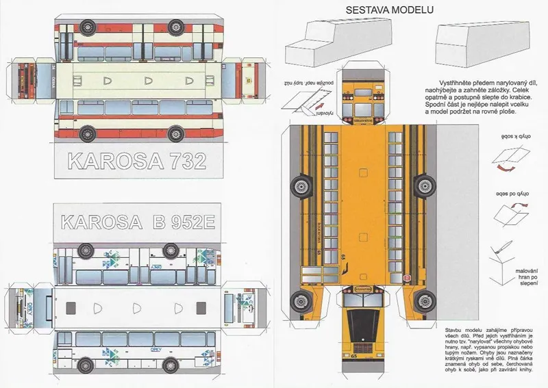 Karosa B-952E + Karosa 732 + školský autobus USA